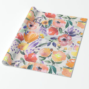 Papier Cadeau Collage de fleurs colorées
