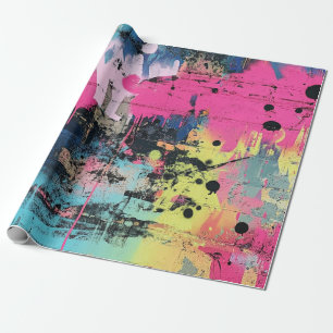 Papier Cadeau Collage de graffiti urbain avec des couleurs vives