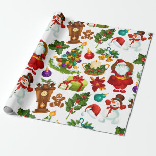 Papier Cadeau Collage de Noël coloré Festif