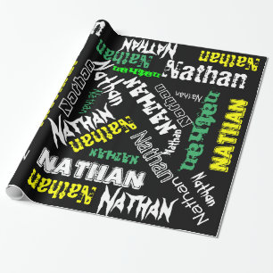 Papier Cadeau Collage de nom cool Typographie moderne personnali