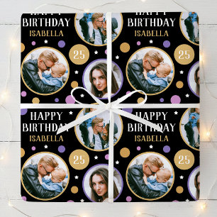 Papier Cadeau Collage de photos d'anniversaire à tout âge 25 ans