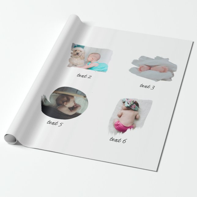 Papier Cadeau Collage de photos de bébé moderne (Déroulé)