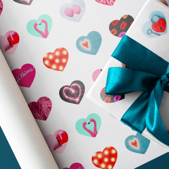 Papier Cadeau Collage de photos du coeur (Créateur téléchargé)