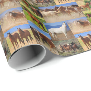 Papier Cadeau Collage des chevaux de l'Ouest