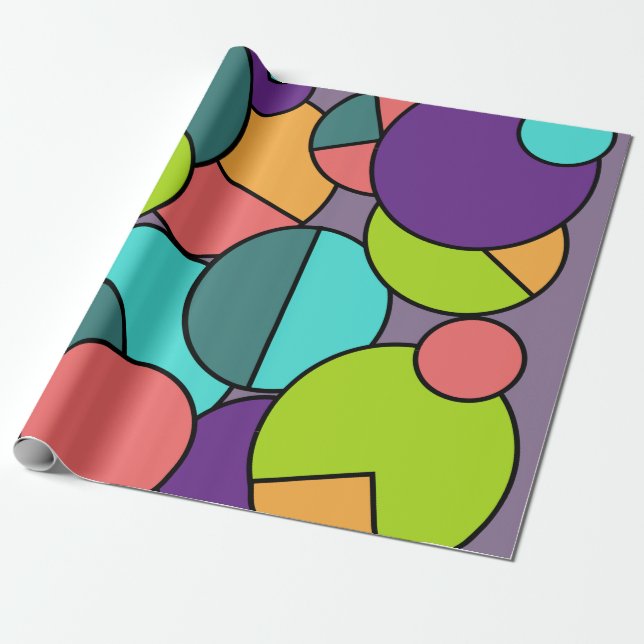 Papier Cadeau Collage du cercle moderne du milieu du siècle (Déroulé)