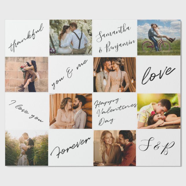 Papier Cadeau Collage photo de la Saint Valentin (Plat)