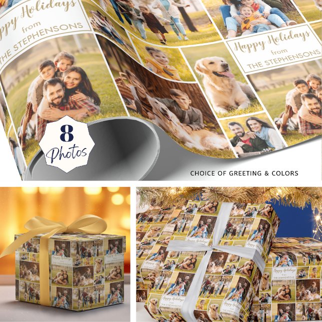 Papier Cadeau Collage photo de Noël 8 personnalisé (Créateur téléchargé)