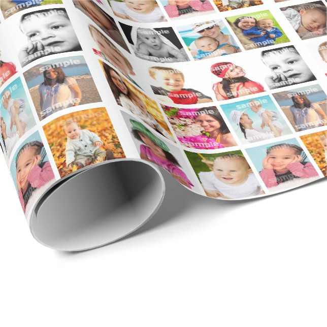 Papier Cadeau Collage photo personnalisé (Coin rond)