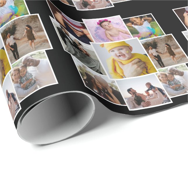 Papier Cadeau Collage photo personnalisé 9 (Coin rond)