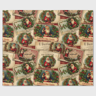 Papier Cadeau Collage publicitaire du Père Noël victorien