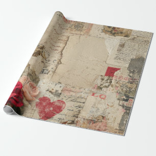 Papier Cadeau Collage Romantique de Roses Vintage (4)