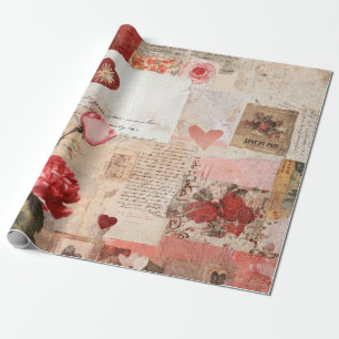 Papier Cadeau Collage Romantique Vintage Rose (3)