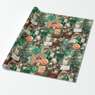 Papier Cadeau Collage vintage de radiance de Noël victorienne