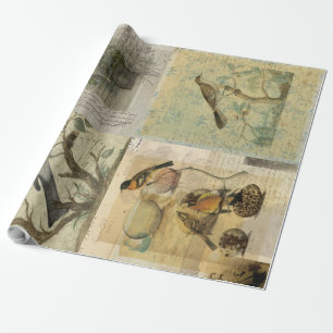 Papier Cadeau Collages d'oiseaux Vintages-Découpage/Papier envel