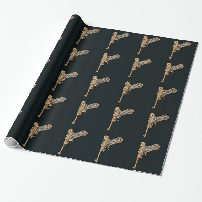 Papier Cadeau Collecteur antique gravé d'arme à feu (Déroulé)