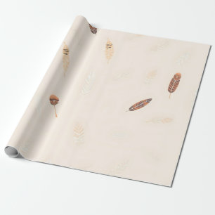 Papier Cadeau Collection Boho Populaire Luxe Feathers