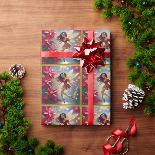 Papier Cadeau Collection de fées de Noël - Cheveux de prune droi (Cadeau de vacances)