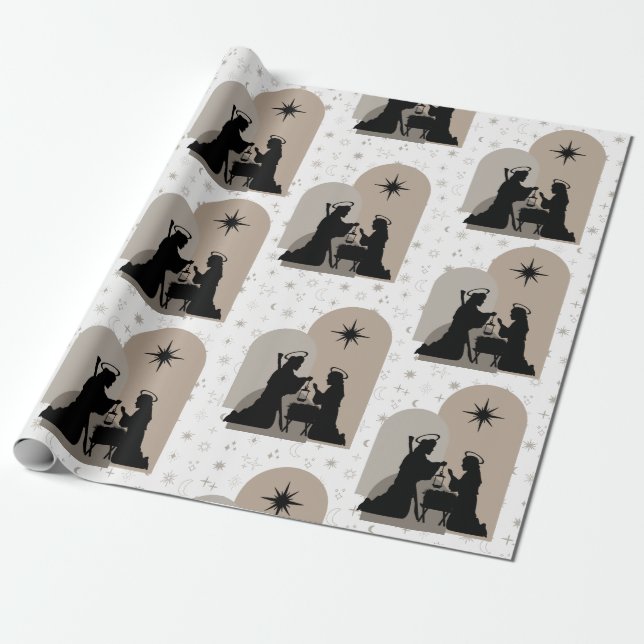 Papier Cadeau Collection de la Nativité Boho (Déroulé)