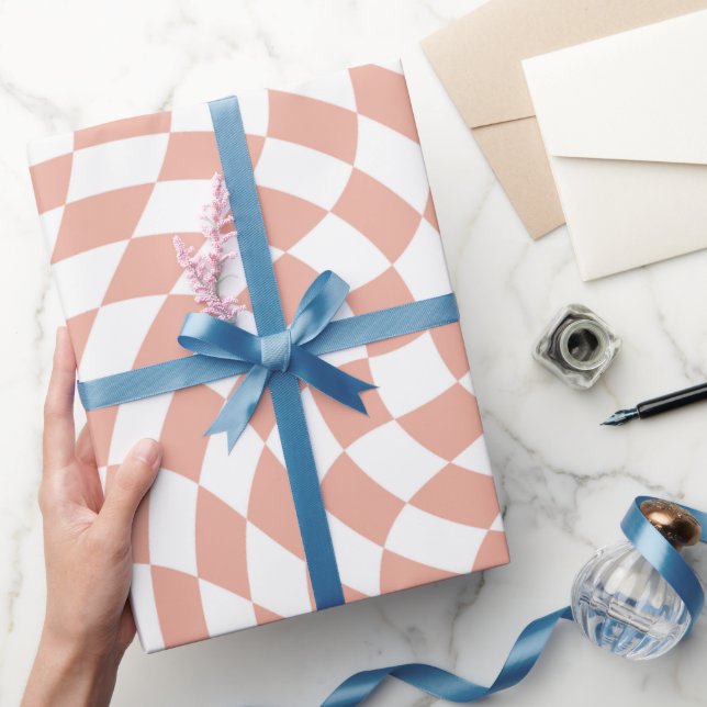 Papier Cadeau Collection de mariage Rose Gold Check à carreaux  (Cadeaux)