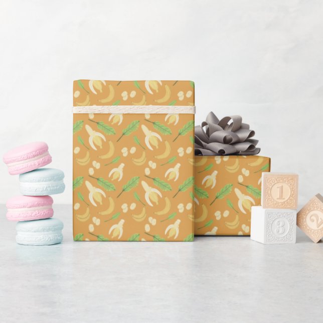 Papier Cadeau Collection de Motifs de paniers de fruits - Banane (Baby Shower)