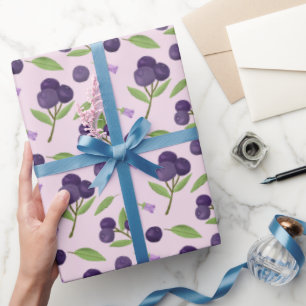Papier Cadeau Collection de Motifs de paniers de fruits - bleuet