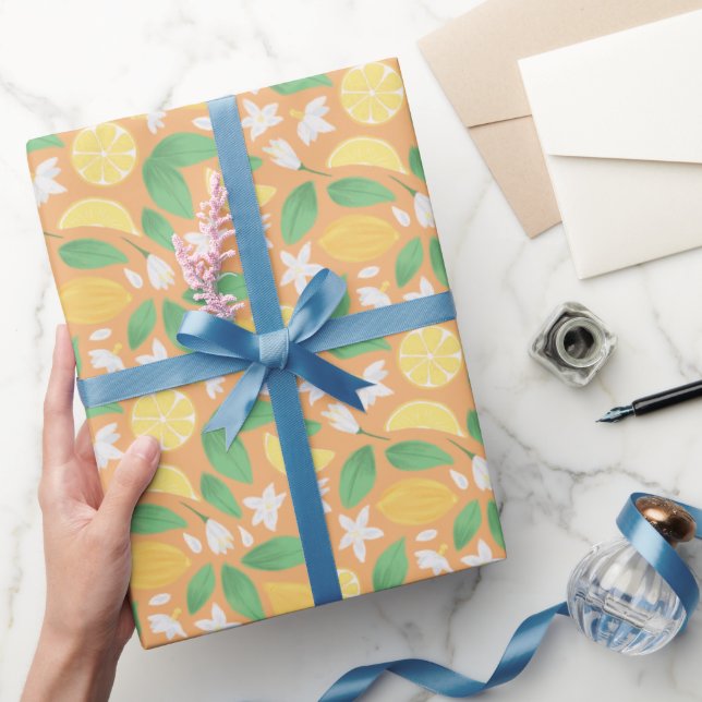 Papier Cadeau Collection de Motifs de paniers de fruits - Citron (Cadeaux)