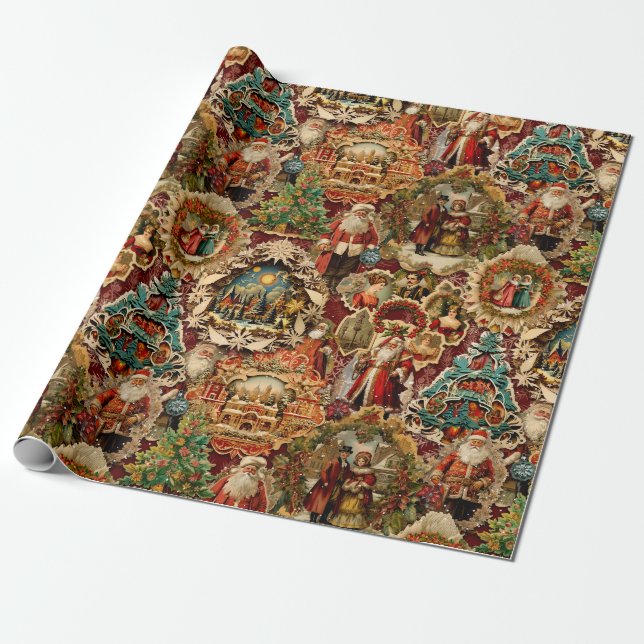 Papier Cadeau Collection de papier de Noël victorien (Déroulé)