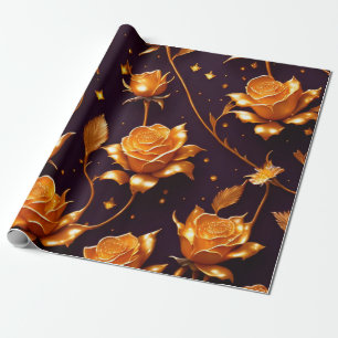 Papier Cadeau Collection de Roses de luxe Gold Boho tendance