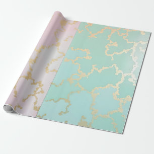 Papier Cadeau Collection Luxe Tendance Rose Pâle Menthe Douce Or