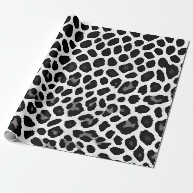 Papier Cadeau Collection Luxe White Leopard Elégante (Déroulé)