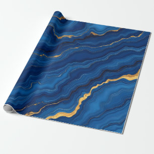 Papier Cadeau Collection moderne de marbre Royal Blue Gold