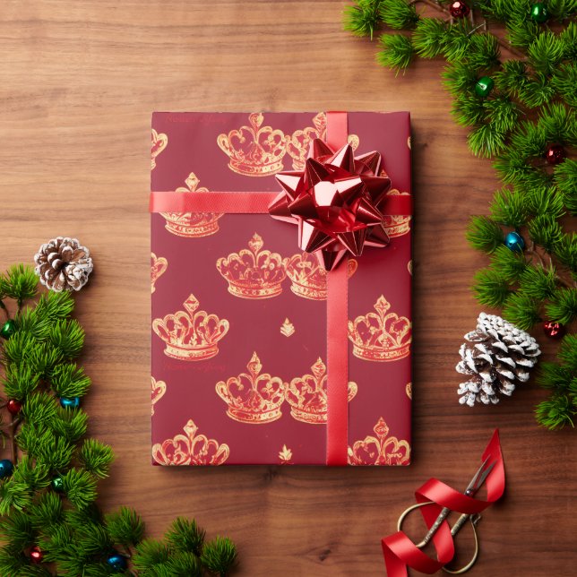Papier Cadeau Collection royale Gold et Red Crown (Cadeau de vacances)