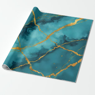 Papier Cadeau Collection tendance en marbre bleu turquoise