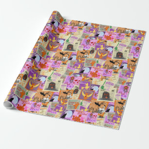 Papier Cadeau Collections de timbres d'Halloween en toute transp