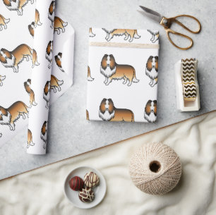 Papier Cadeau Colley Rough Sable Motif Chien Dessin Animé Mignon