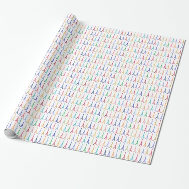 Papier Cadeau color eiffel towertern pattern (Déroulé)