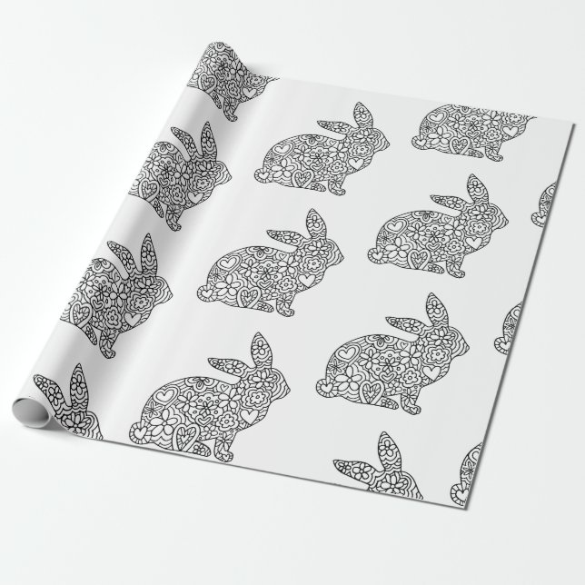 Papier Cadeau Coloration de lapin (Déroulé)