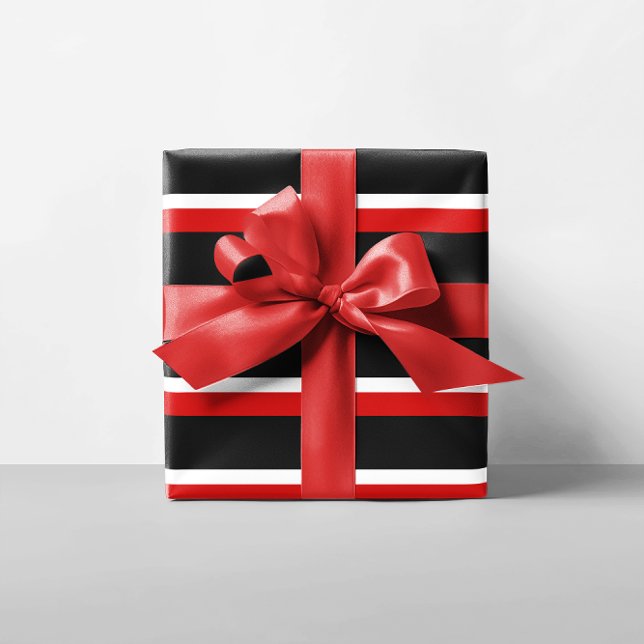 Papier Cadeau Colorbloc noir blanc rouge (Red White Black Colorblock Wrapping Paper)