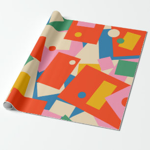 Papier Cadeau Coloré 80s Géométrique Abstrait Motif moderne