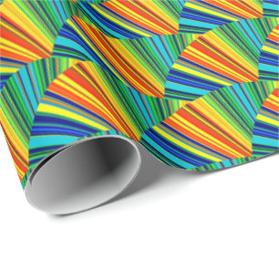 Papier Cadeau Coloré Bandes Rayonnantes Multicolores En Forme D'