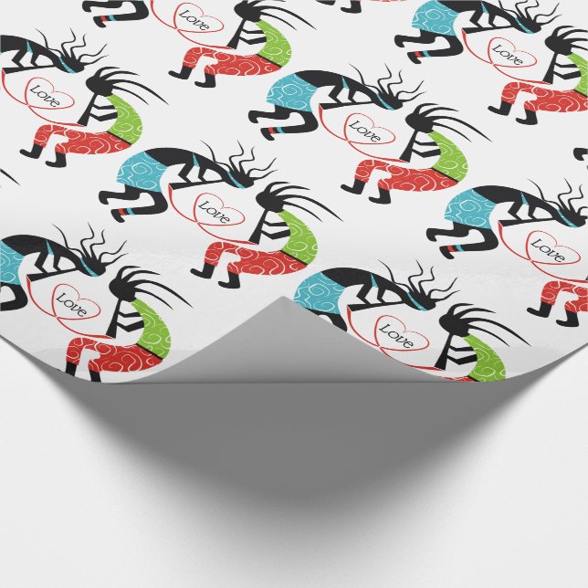Papier Cadeau Coloré Kokopelli coeur motif (Coin)