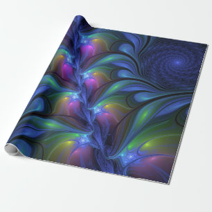 Papier Cadeau Coloré Lumineux Abstrait Bleu rose Vert Fractal