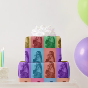 Papier Cadeau Coloré Retro Pop Art moderne Custom Photo Grid