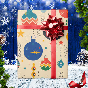 Papier Cadeau Coloré Retro Vintage Ornement Motif Noël