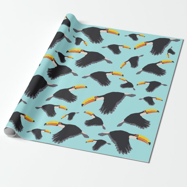 Papier Cadeau Coloré Toucan Tropical Bird Motif (Déroulé)