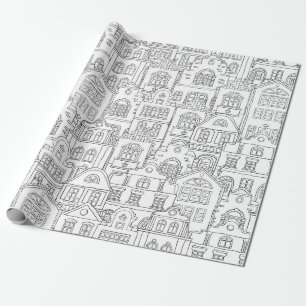 Papier Cadeau Colorez-moi accueil de maisons de ville de