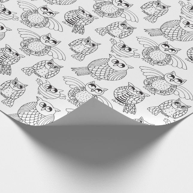 Papier Cadeau Colorez vos propres hiboux lunatiques (Coin)