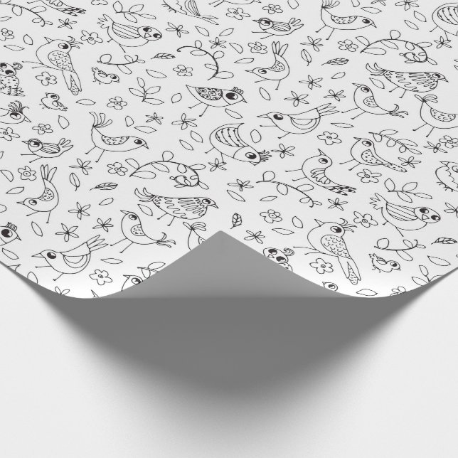 Papier Cadeau Colorez vos propres oiseaux et fleurs lunatiques (Coin)