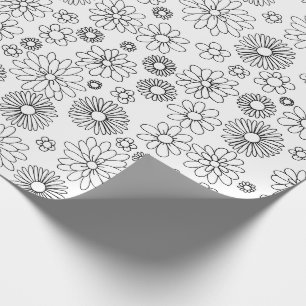 Papier Cadeau Colorez votre propre motif de fleurs