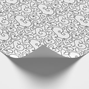 Papier Cadeau Colorez votre propre motif lunatique de coeurs